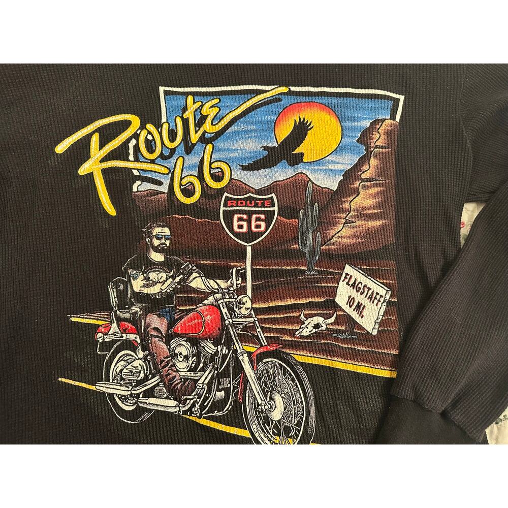 VINTAGE 90's HARLEY DAVIDSON ROUTE 66 FLAGSTAFF ARIZONA THERMAL TOP 2 SIDED